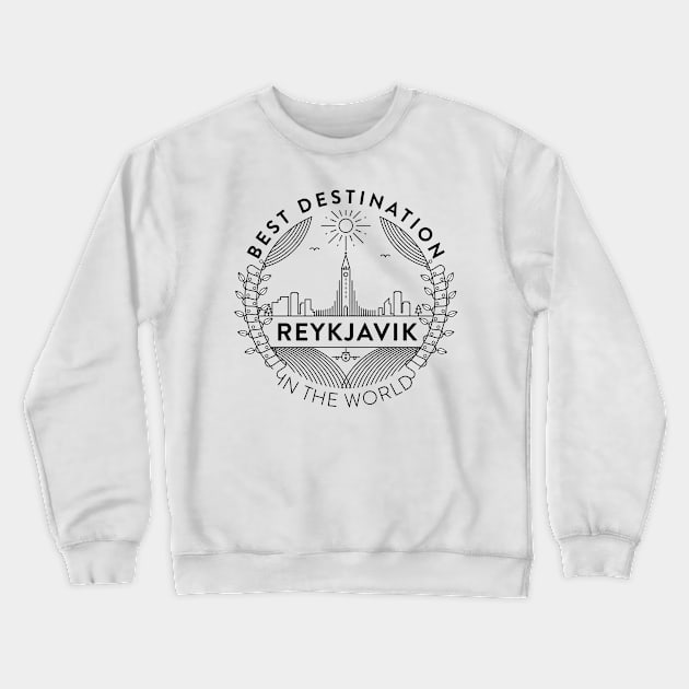 Reykjavik Minimal Badge Design Crewneck Sweatshirt by kursatunsal